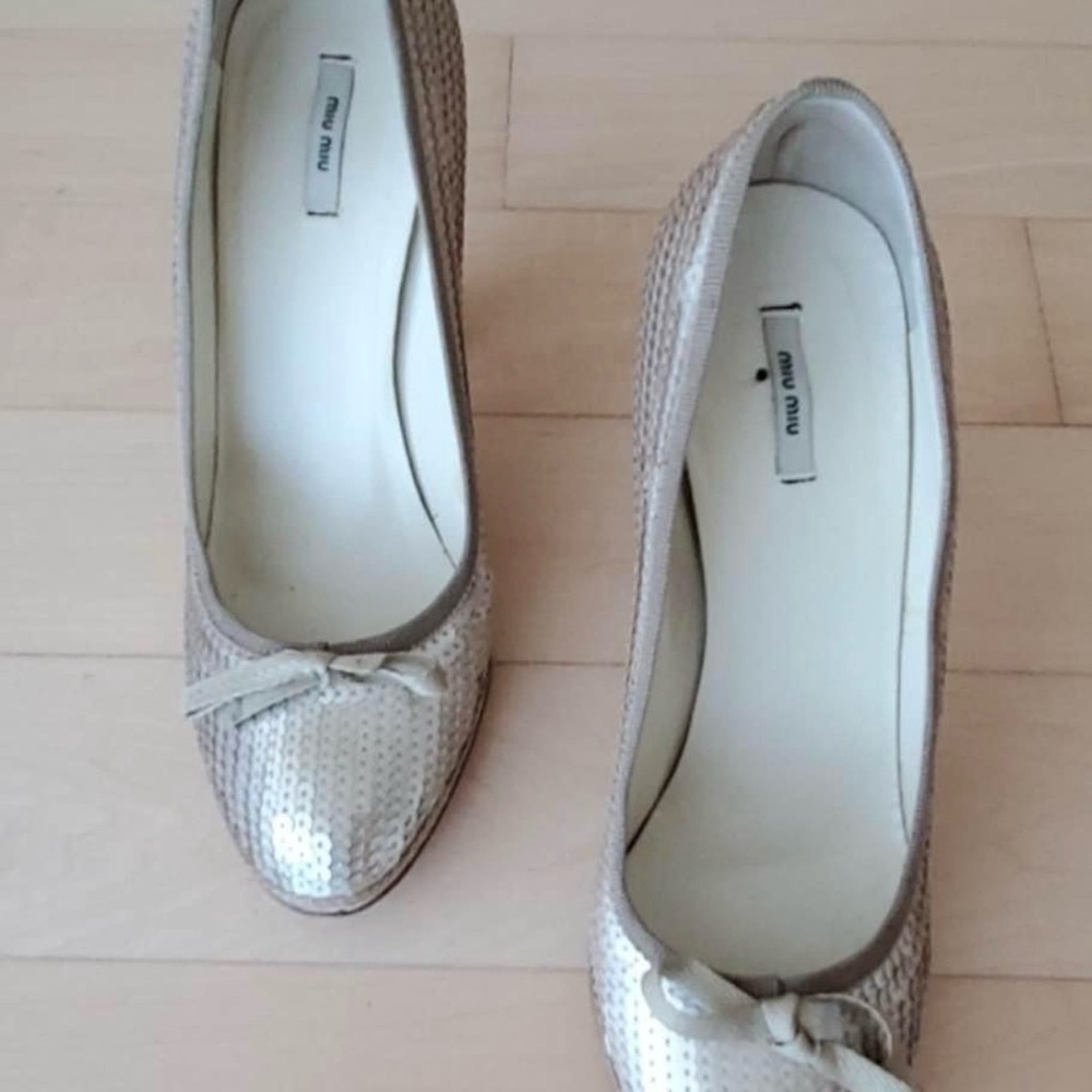 Miu Miu Gold Sequin Heels